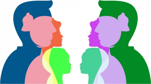 family background colorful silhouette human icons