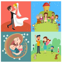 family concept vector design with time milestones