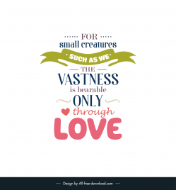 famous love quotes poster template symmetric classical texts ribbon heart curves decor