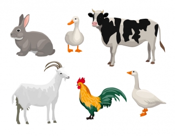farm animals decorative icons set vector illustration