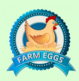 farm logotype hen eggs icons decor