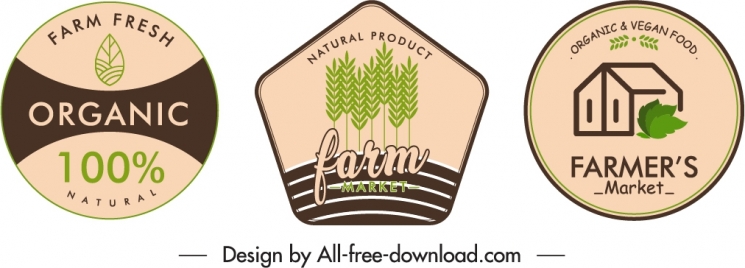 farm product badge template flat classical handdrawn decor