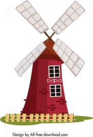 farm windmill icon colored classical design