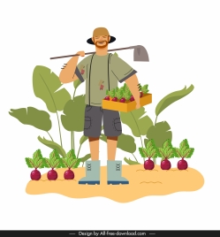 farmer work painting man agriculture products sketch