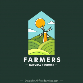 farmers logo template field windmill isolation