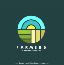 farmers logo template flat geometric circle lines