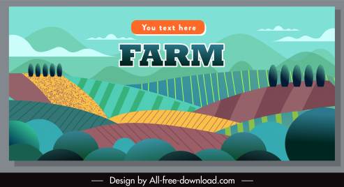 farming banner field sketch colorful flat classic
