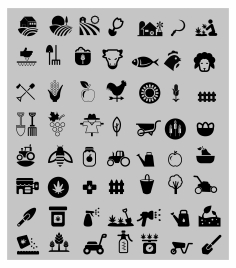 farming icons sets with silhouettes design