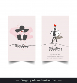 fashion boutique business card template elegant lady sketch
