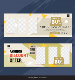 fashion discount banner template geometry checkered decor