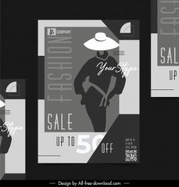 fashion flyer design template dark flat silhouette retro