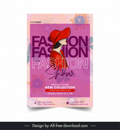 fashion flyer template flat model handdrawn
