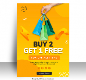 fashion sale poster template hand holding bags design