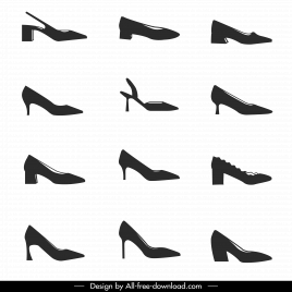 fashion shoes design elements collection flat silhouettes