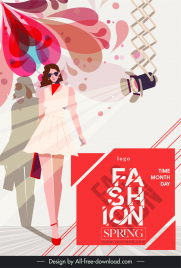 fashion show flyer template dynamic cartoon model
