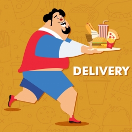 fast food advertisement fat man food icons