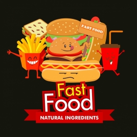 fast food advertising funny stylized design