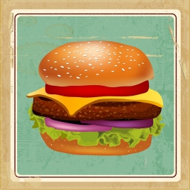fast food background 3d colorful hamburger retro style