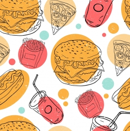 fast food background colored handdrawn design