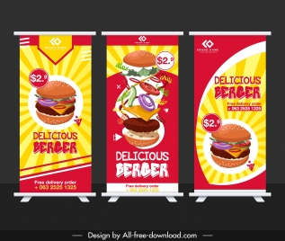 fast food banners colorful vertical roll up design