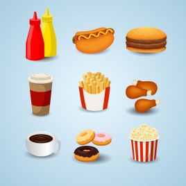 fast food design elements set