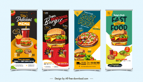 fast food restaurant banner templates collection modern elegant roll up