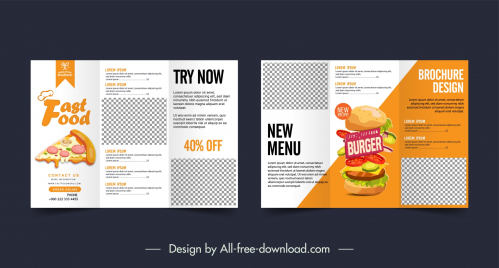 fast food restaurant brochure template dynamic checkered design