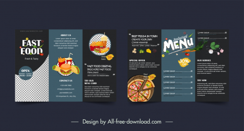 fast food restaurant brochure template elegant dark trifold