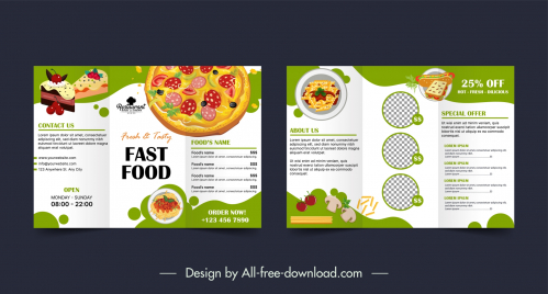 fast food restaurant brochure template elegant pizza checkered decor