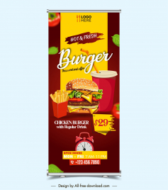 fast food restaurant roll up banner template elegant hamburger decor