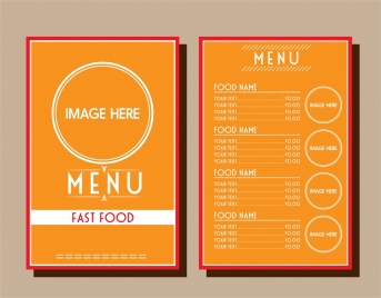 fastfood menu design circle decoration on orange background