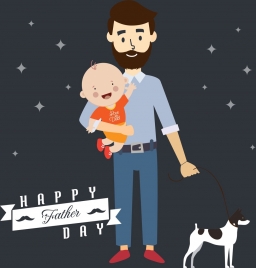 father day background happy dad and son icons