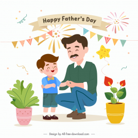 fathers day greeting card template cute cartoon