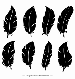 feathers icons dark black handdrawn sketch