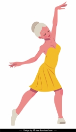 female ballerina icon dynamic cartoon character sketch