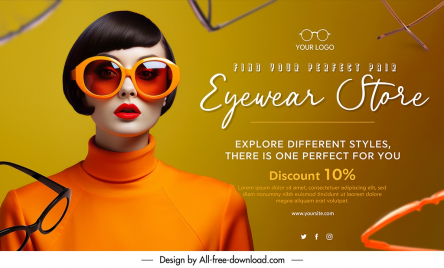 female eyeglasses advertising banner template dynamic glasses modern elegance