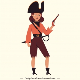 female pirate icon classic armed costume cartoon character