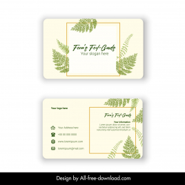 ferns feel goods business card template elegant leaf frame decor