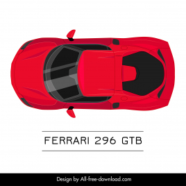 ferrari 296 gtb car model advertising template modern symmetric top view design