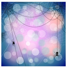 Festive background with spiders and web