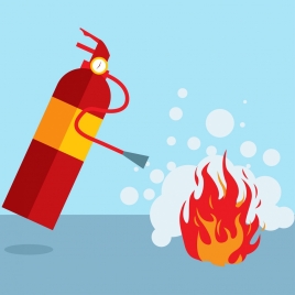 fire extinguish background colored tool flame icon decoration
