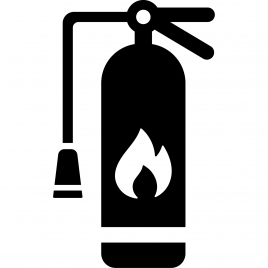 fire extinguisher sign icon flat contrast black white sketch