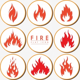 fire icons collection flat design various shapes isolation