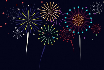 fireworks background colorful sparkles on dark backdrop
