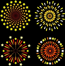 fireworks design element colorful flat style
