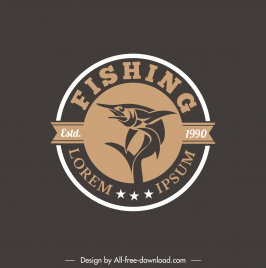 fish logo template dark flat classical design