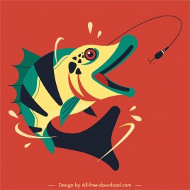 fish prey icon motion design colorful classic