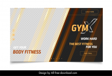 fitness banner template checkered stripes decor