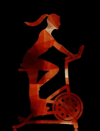 fitness woman riding activity dark low poly ornament