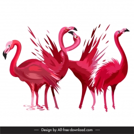 flamingo species painting red handdrawn sketch